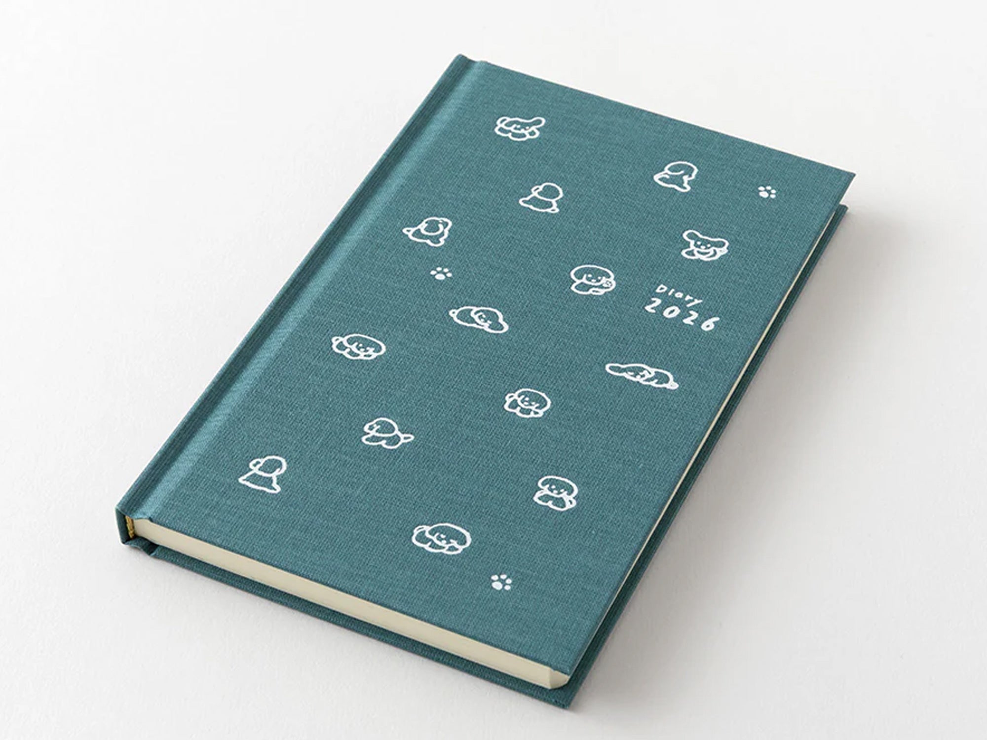 Midori Book Style Diary 2026 - Blue Green Dog