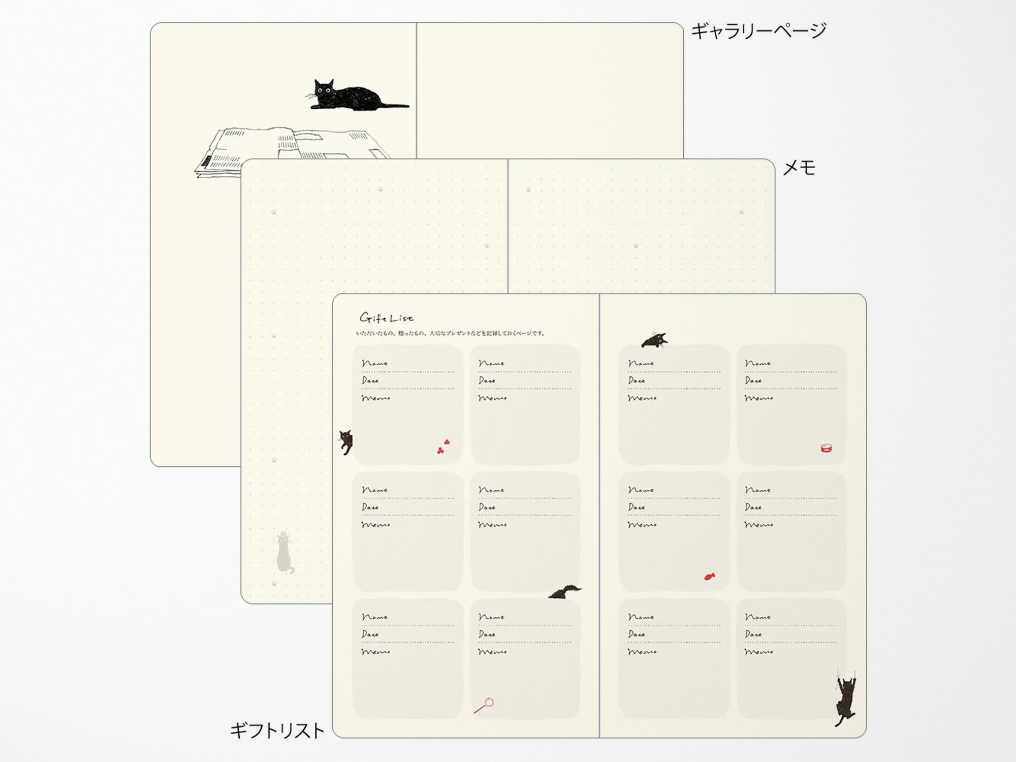 Midori Book Style Diary 2026 - Gray Cat