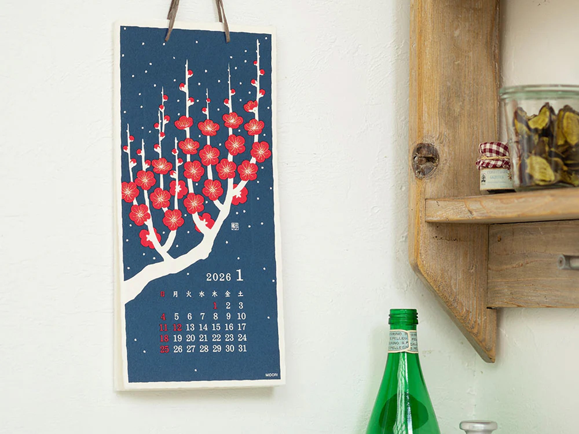 Midori Wall Calendar 2026 - Echizen Washi Flower