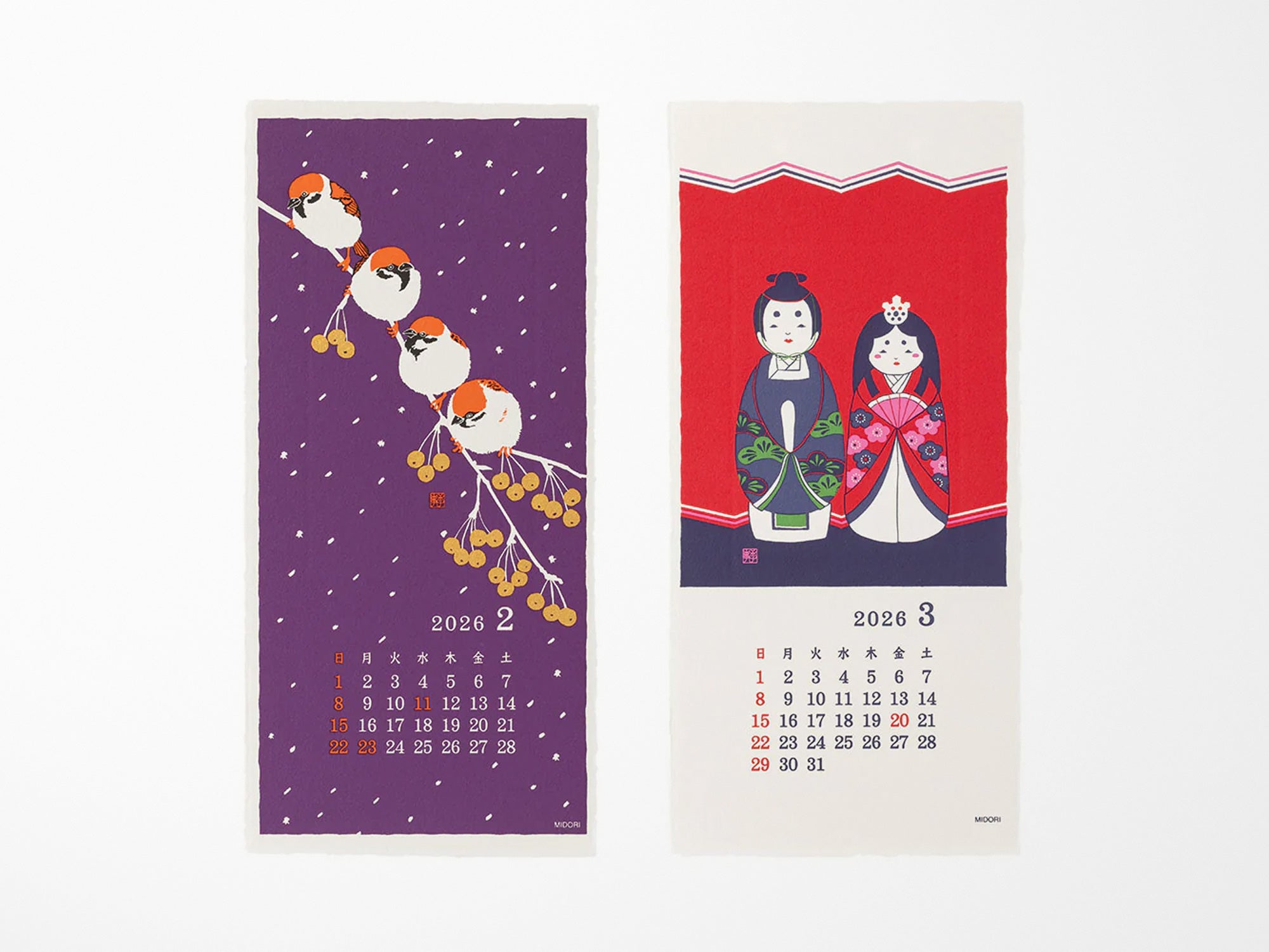 Midori Wall Calendar 2026 - Echizen Washi Seasonal Traditions