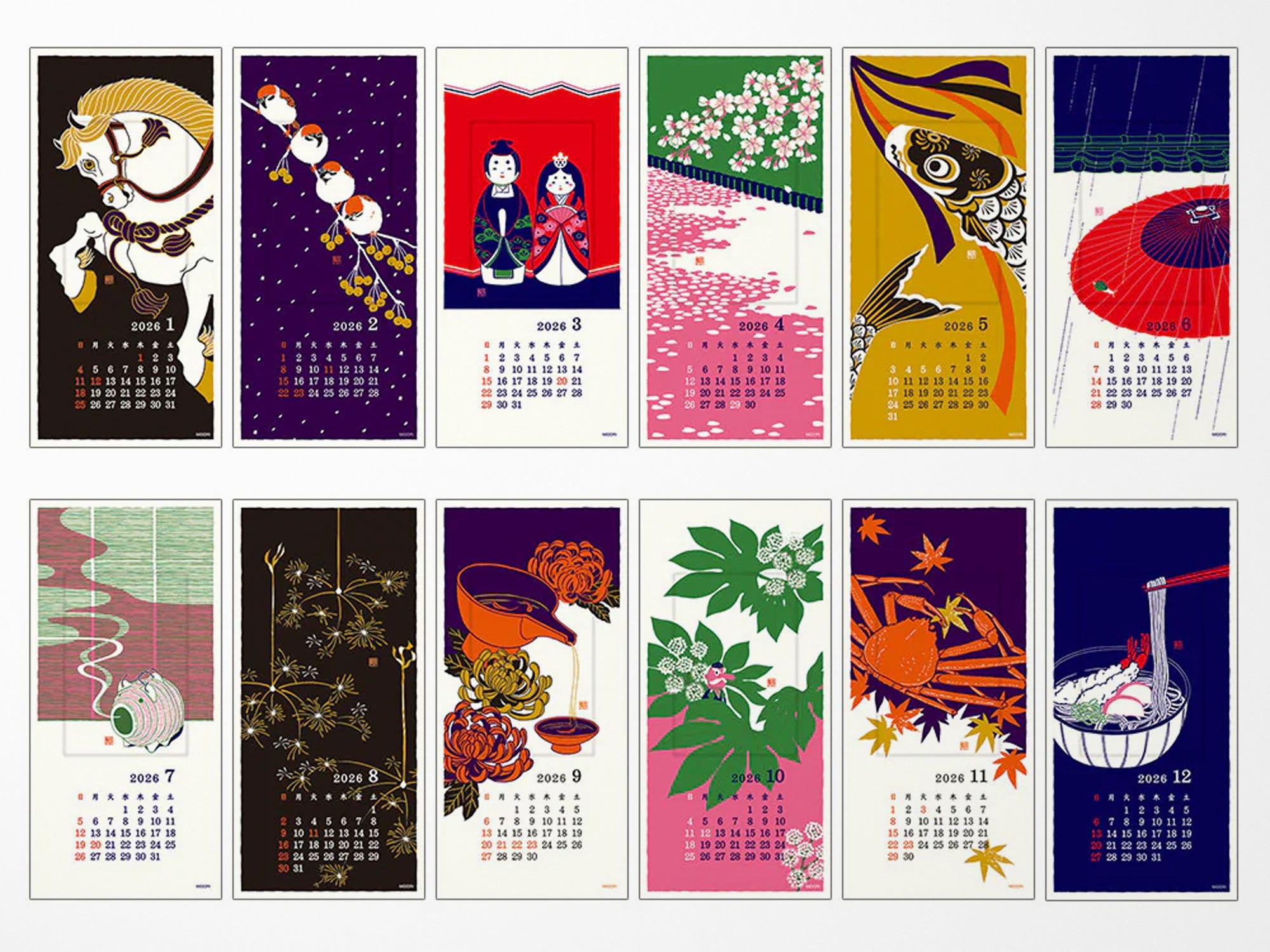 Midori Wall Calendar 2026 - Echizen Washi Seasonal Traditions