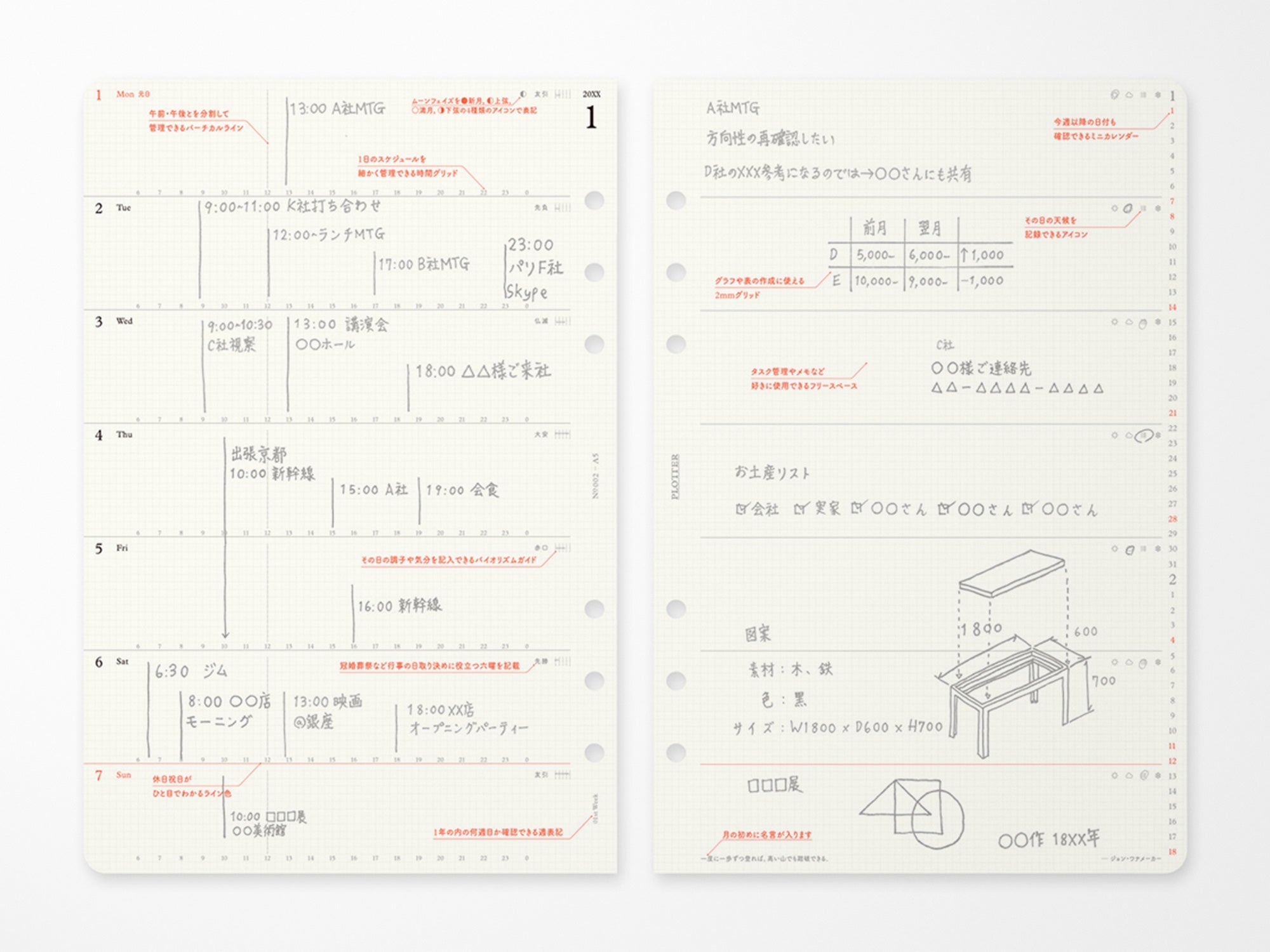 PLOTTER Refill Weekly Schedule Refill 2026 - A5 Size