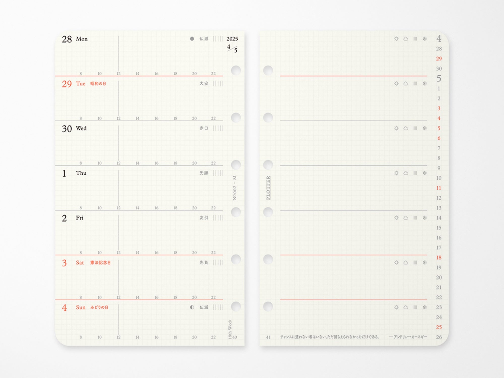 PLOTTER Refill Weekly Schedule Refill 2026 - Mini Size