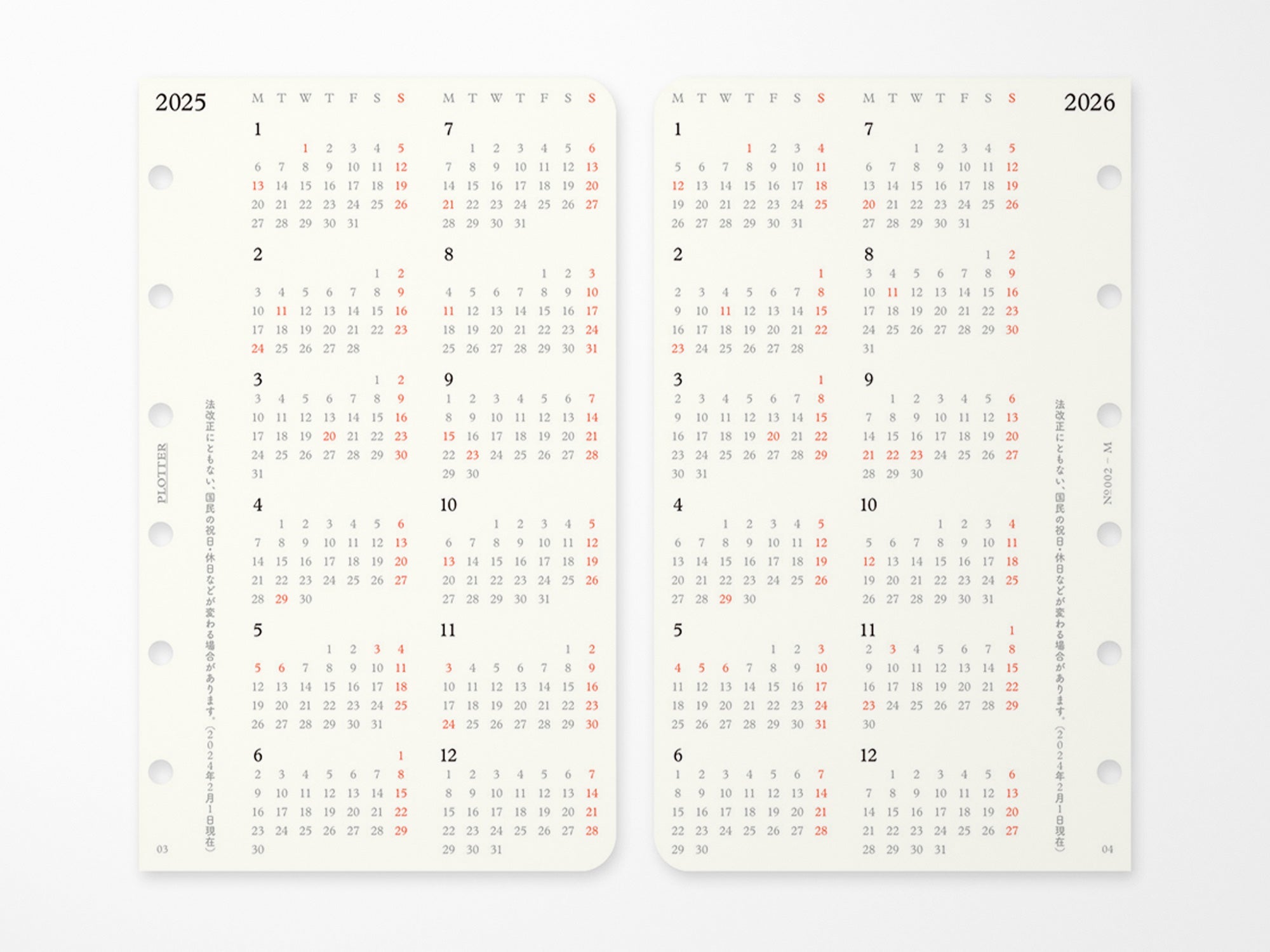 PLOTTER Refill Weekly Schedule Refill 2026 - Mini Size