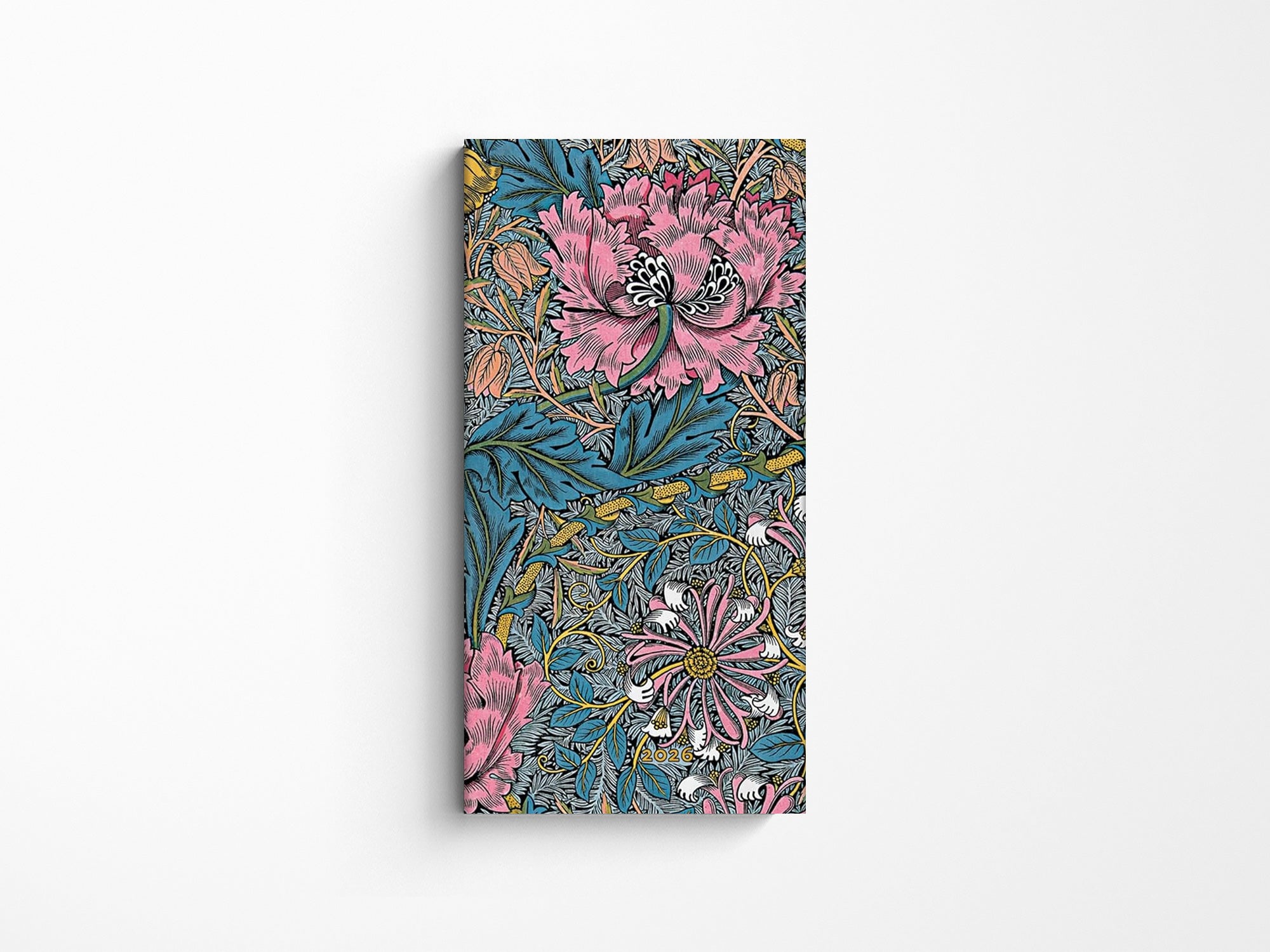 Paperblanks 2026 Weekly Planner Slim Horizontal - William Morris Pink Honeysuckle