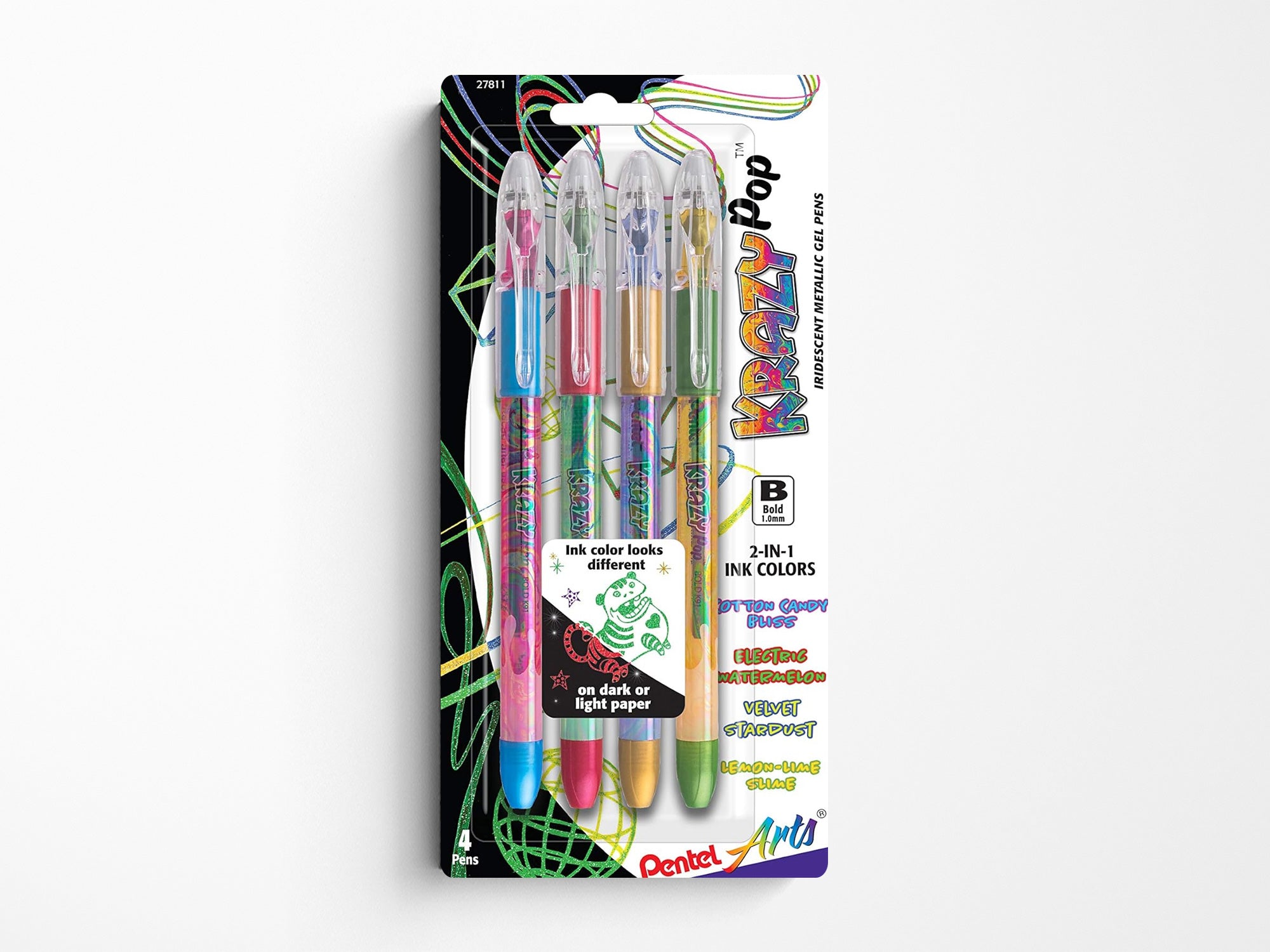 Pentel Krazy Pop Iridescent Metallic Gel Pens - Set of 4
