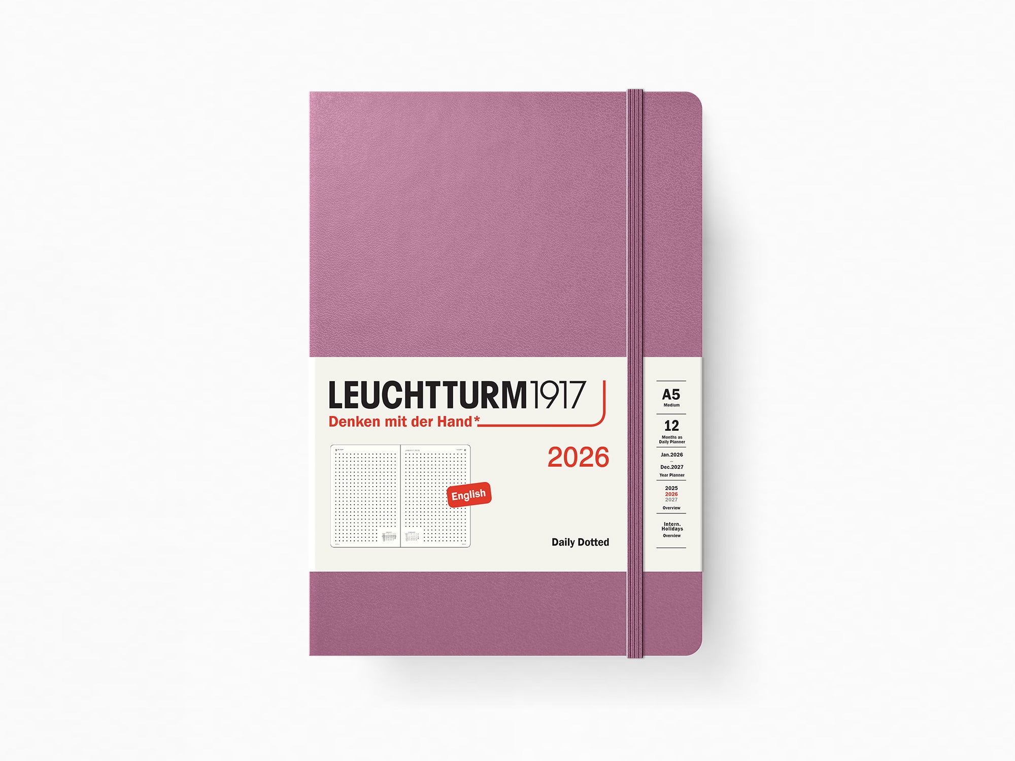 2026 Leuchtturm 1917 Daily Planner - DUSTY ROSE Hardcover, Dotted Pages