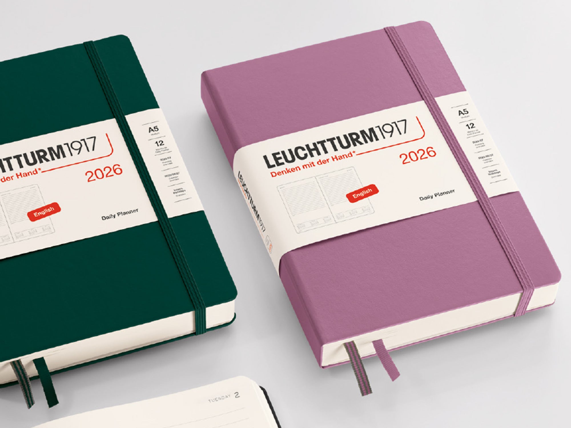 2026 Leuchtturm 1917 Daily Planner - SPRING LEAF Hardcover, Ruled Pages