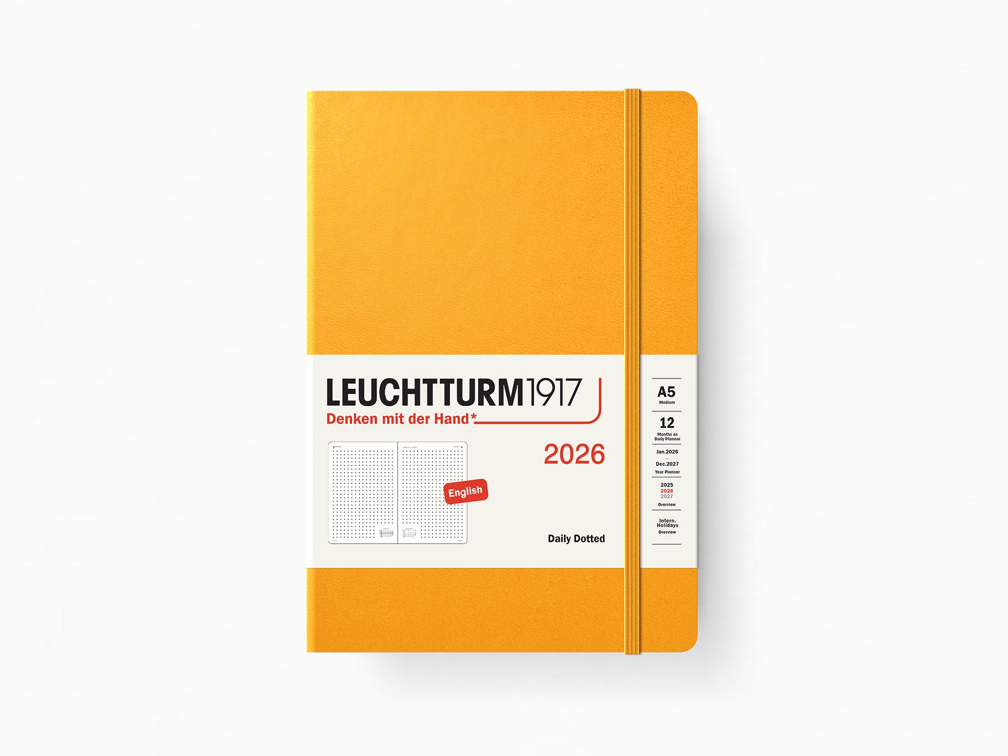 2026 Leuchtturm 1917 Daily Planner - RISING SUN Hardcover, Dotted Pages