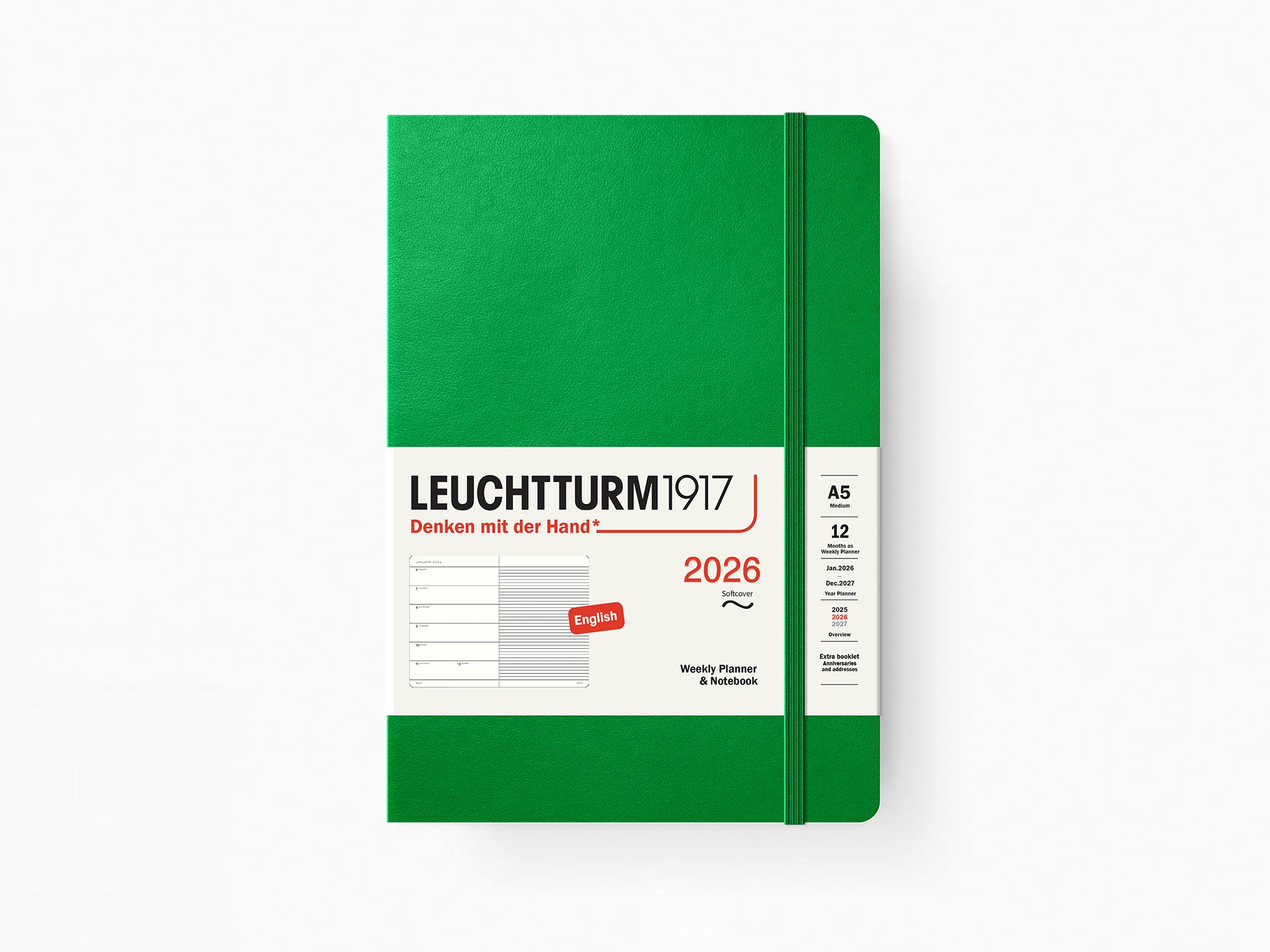 2026 Leuchtturm 1917 Weekly Planner & Notebook - SPRING LEAF Softcover, Ruled Pages