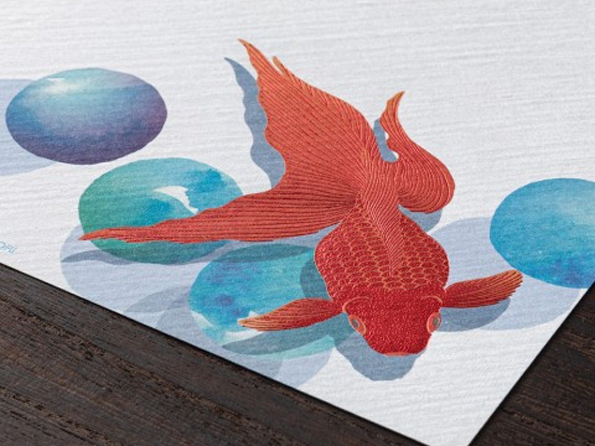 Midori Seasonal Letter Pad - 171 Marble and Goldfish