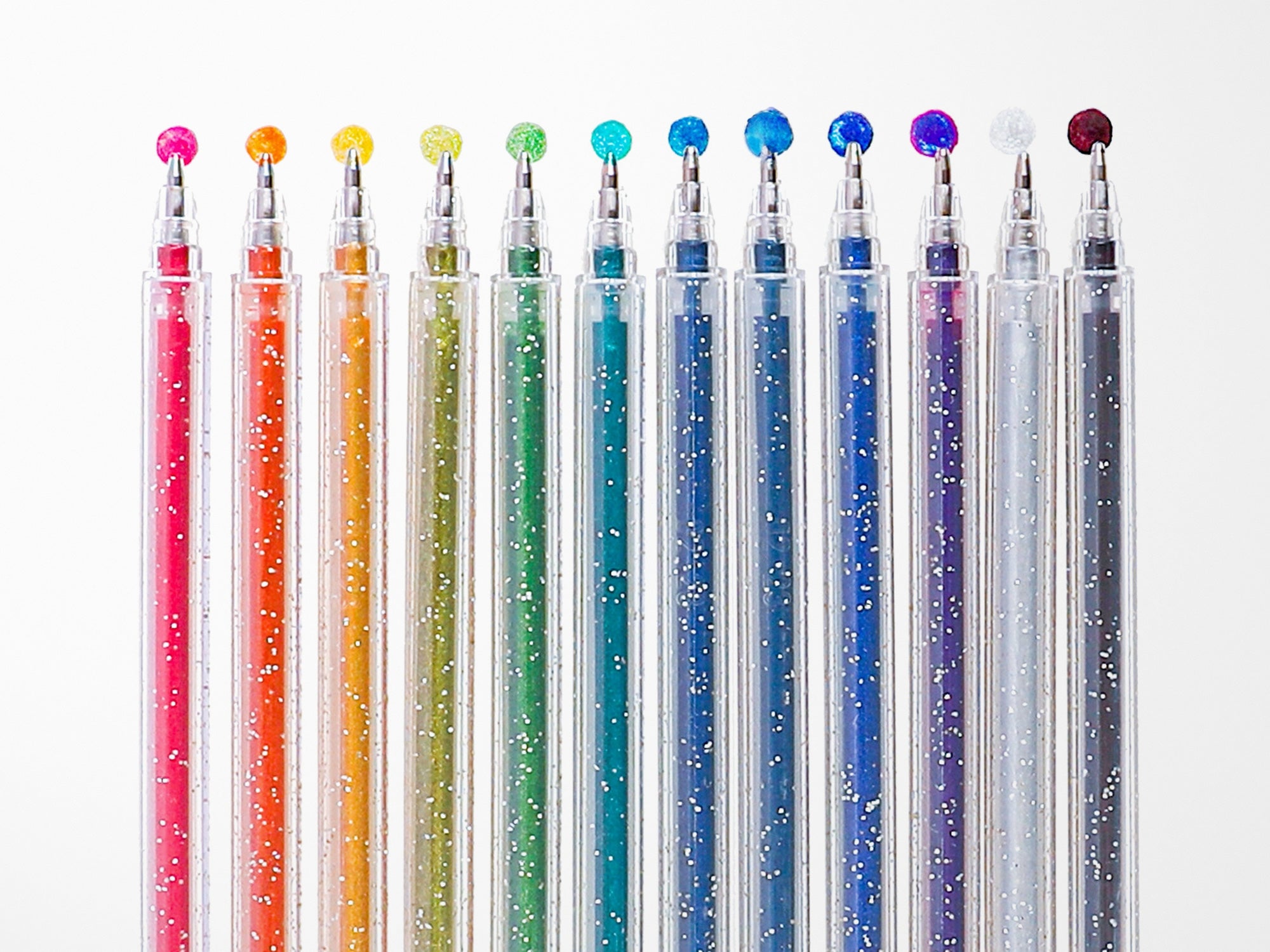 Capped Iridescent Glitter Gel Ink Pen Set of 12