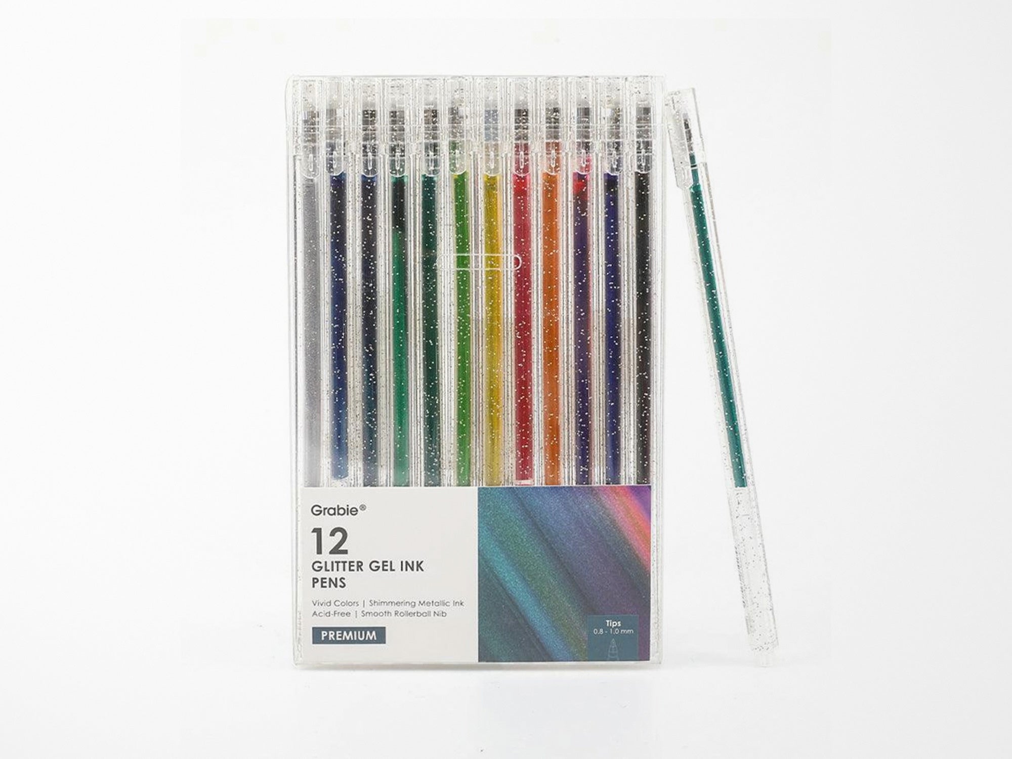 Capped Iridescent Glitter Gel Ink Pen Set of 12