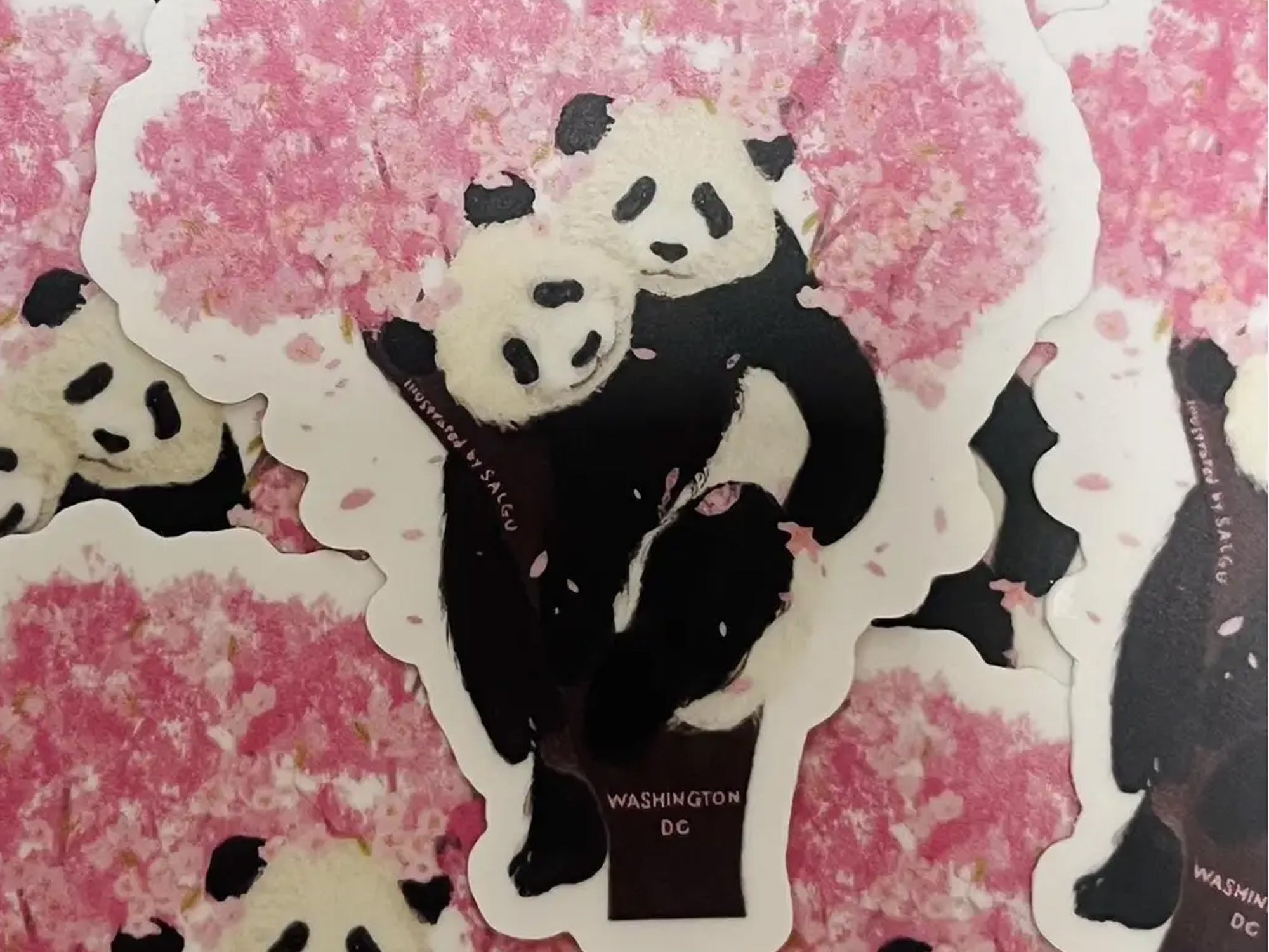 Bao Li and Qing Bao with Cherry Blossoms Vinyl Sticker
