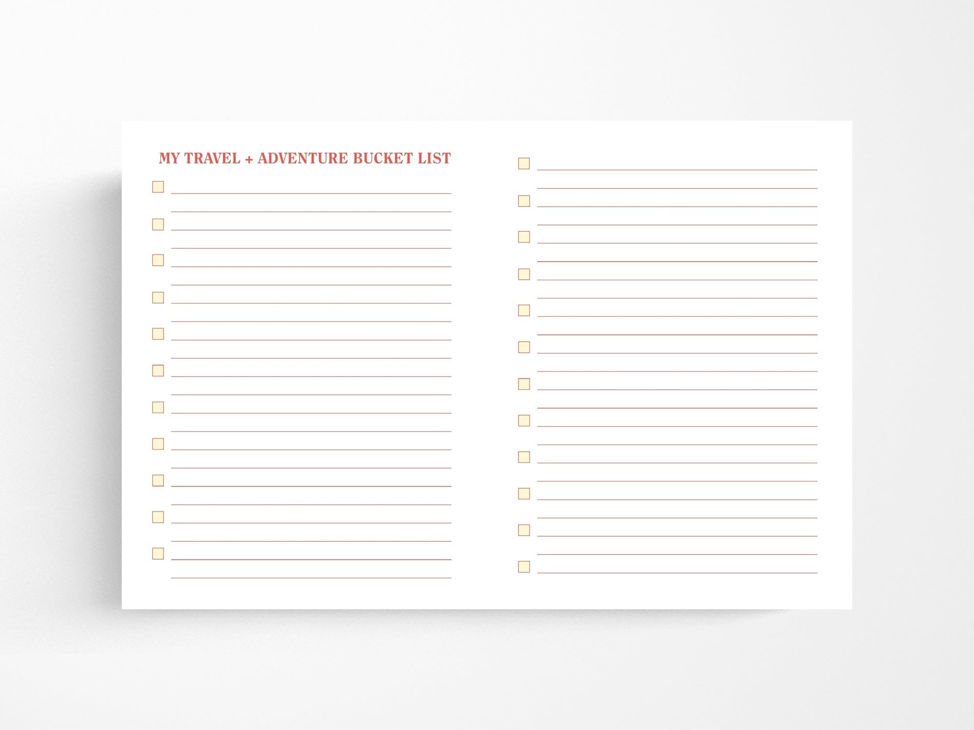 Bucket List Journal