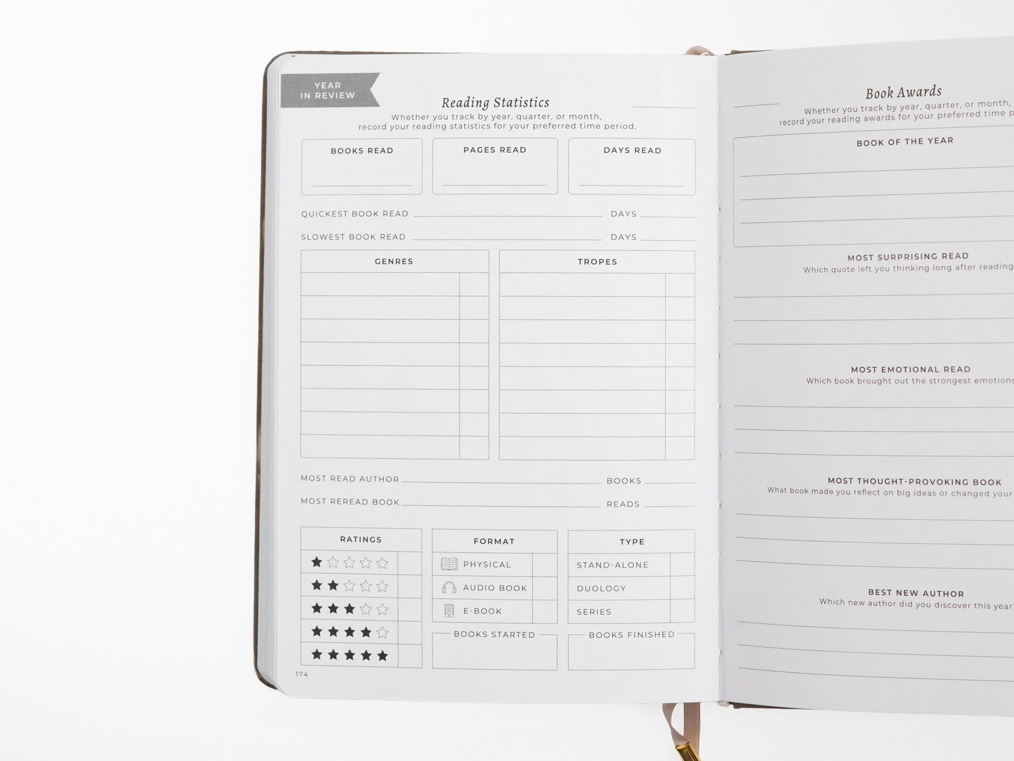 New! Bookshelf A5 Reading Journal